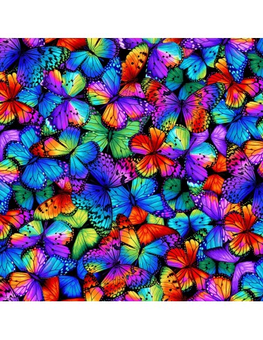 Packed Multi Bright Butterflies cotton fabric