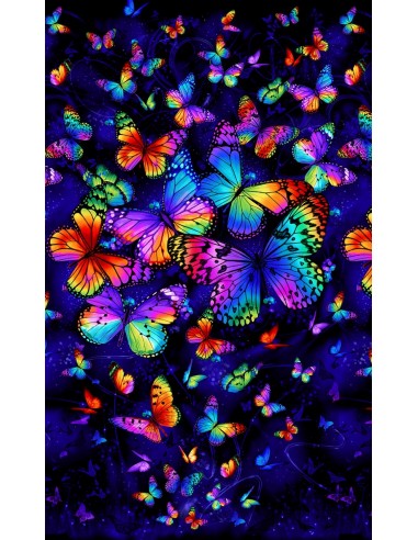 Bright Butterfly Magic cotton fabric panel