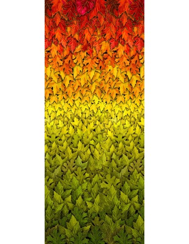 Multi Ombre Harvest Metallic Leaves cotton fabric panel