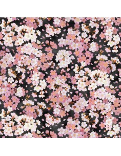 Tkanina bawełniana Black Packed Floral Metallic