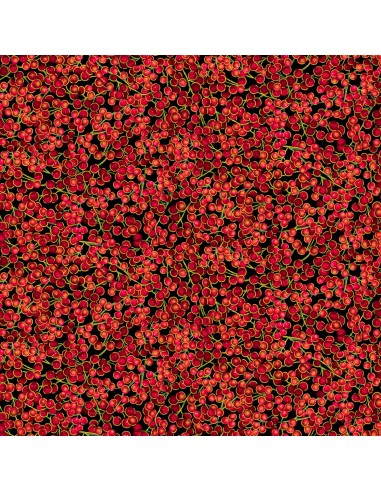 Red Packed Winter Berries cotton fabric