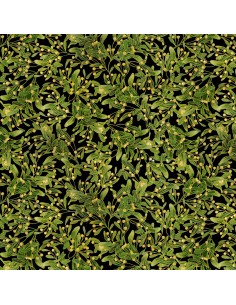 Green Packed Poinsetta Leaves cotton fabric
