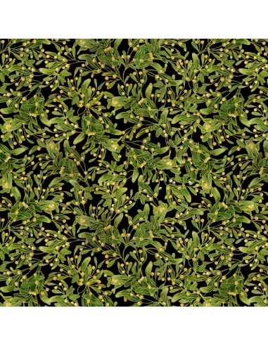 Green Packed Poinsetta Leaves cotton fabric