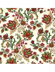 Tkanina bawełniana Cream Jacobean Vine