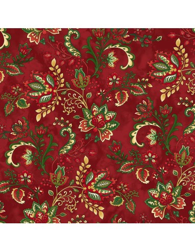 Red Jacobean Vine cotton fabric