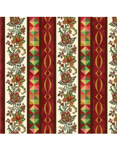 Tkanina bawełniana Cream Jacobean Border Stripe