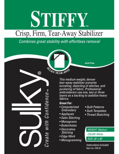 Stiffy Firm Tear-Away Stabilizer White 20in x 1yd
