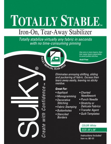 Totally Stable Iron-on Tear-Away Stabilizer White 20in x 1yd