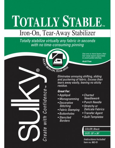 Totally Stable Iron-on Tear-Away Stabilizer Black 20in x 1yd