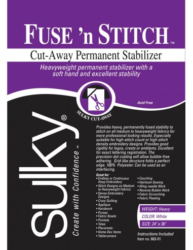 Cut Away Fuse N Stitch Stabilizer White 24in x 1yd