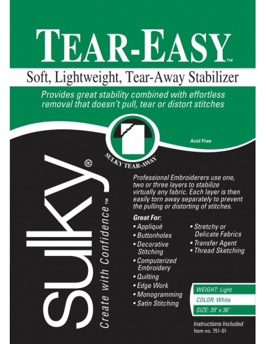 Tear Easy Tear-Away Stablizer White 20in x 1yd