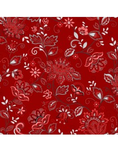 Tkanina bawełniana Red Scarlet Vines