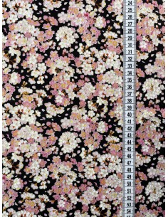 Tkanina bawełniana Black Packed Floral Metallic 2