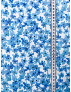 Tkanina bawełniana White Blues Small Abstract Floral 2