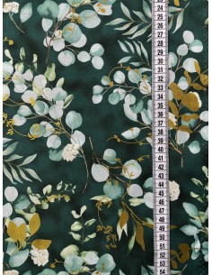 Juniper Leaves Gold Metallic cotton fabric 2
