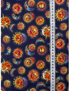 Tkanina bawełniana Light Navy Suns 2