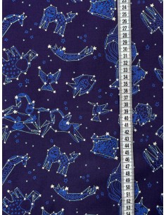 Light Navy Zodiac cotton fabric 2