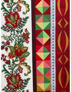 Tkanina bawełniana Cream Jacobean Border Stripe 2