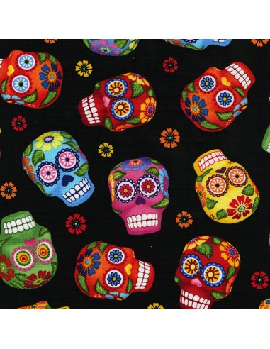 Black Skulls cotton fabric
