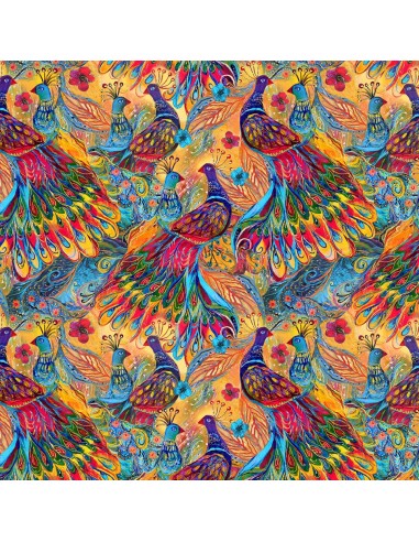 Tkanina bawełniana Multi Painted Peacocks