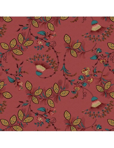 Red Rose Fan Floral cotton fabric