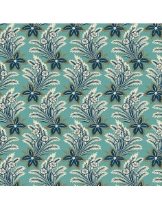 Light Teal Swaying Flowers cotton fabric