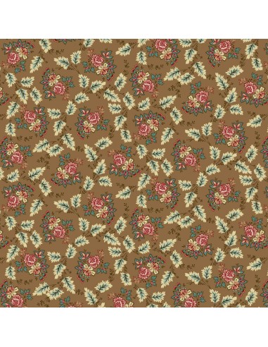 Caramel Floral Leaf cotton fabric