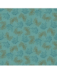 Tkanina bawełniana Light Teal Leaf Toss