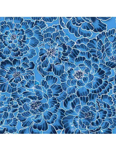 Tkanina bawełniana Blue Japanese Small Floral