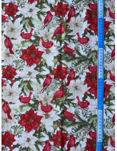 Christmas Cardinal Birds cotton fabric 2