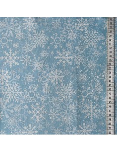 Blue Snowflake cotton fabric 2