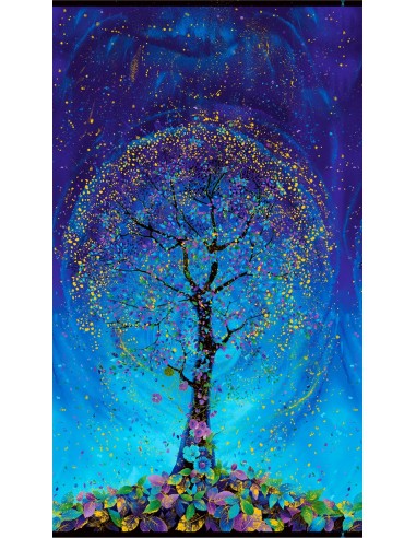 Panel bawełniany Blue Utopia Metallic Tree