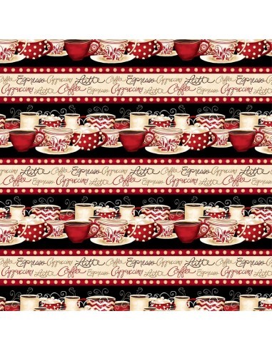 Coupon 28x100 cm Morning Coffee: Multi Coffee Repeating Stripe cotton fabric